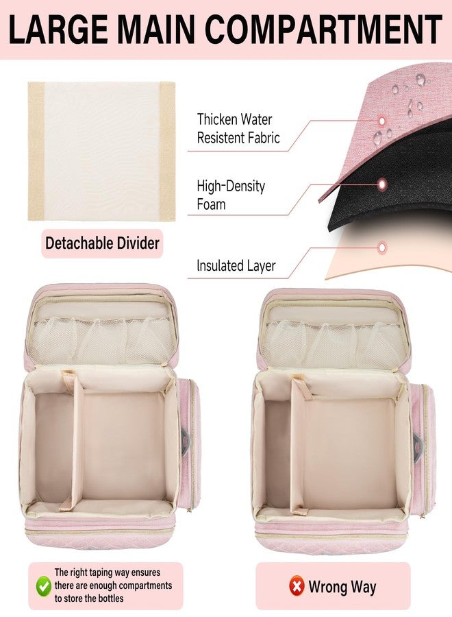 Jaffzora Breast Pump Bag Compatible with Spectra S1 and S2, Breast Pumping Travel Storage Bag with Waterproof Mat for Pumping Essentials and Accessories, Pink - Image 2